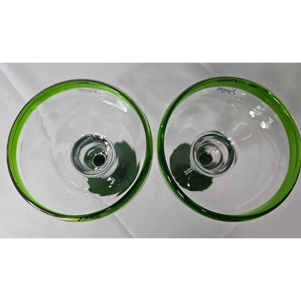 2 Festive Green Base & Rim Sauza Tequila Drink Smart‎ Margarita Glasses 16 oz